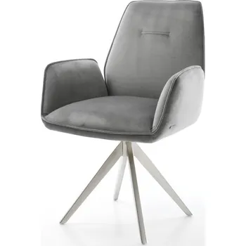Jídelní židle Otočná židle Zoa-Flex šedá samet křížová podnož hranatá