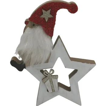 Vánoční dekorace Dekorace dřevěný skřítek a hvězda 15cm 2009229
