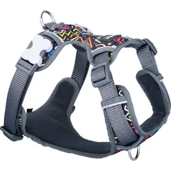 Postroj pro psa Postroj RED DINGO Squiggles Black polstrovaný 56-80x2,5cm