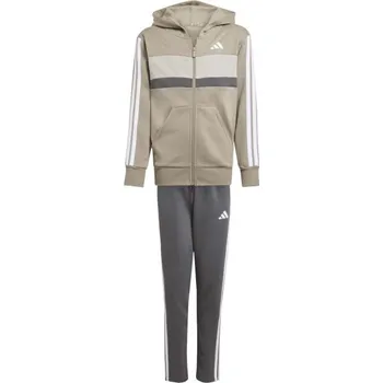 Dětská souprava adidas 3 STRIPES TIBERIO 128 Tmavě šedá, Khaki, Bílá