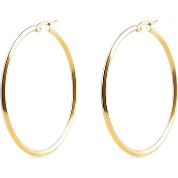 Náušnice Náušnice z oceli 316L - velké zlaté kruhy, čtvercový průřez, 50 mm