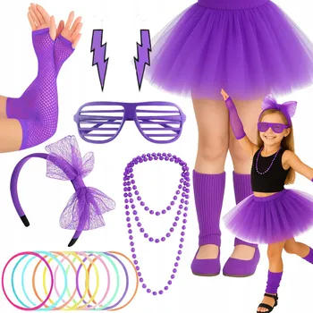 Karnevalový kostým KOSTÝM SUKNĚ 80. A 90. LÉTA NEON RETRO ITALO DISCO 8V1 122 128