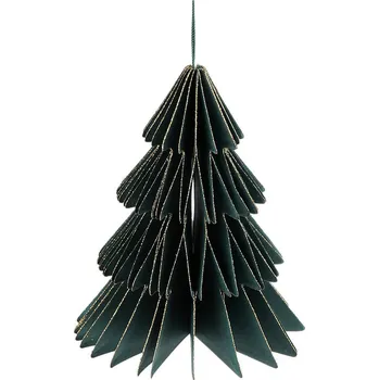 Vánoční dekorace Papírová vánoční ozdoba na stromeček - stromek Varianta: 4 (13 cm) zelená tmavá zlatá, Balení: 1 ks