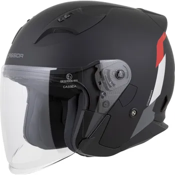 Helma na motorku Otevřená helma na motorku Cassida Reflex 2.0 Safety matná černo-červeno-šedo-reflexní stříbrná M