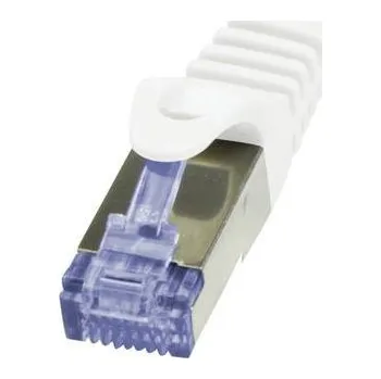 Datový kabel LogiLink CQ4011S RJ45 síťové kabely, propojovací kabely CAT 6A S/FTP 0.25 m bílá pozlacené kontakty, samozhášecí, s ochranou 1 ks