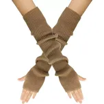 Dlouhé rukavice bez prstů pletené 55cm Hnědé