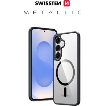 Pouzdro na mobilní telefon Silikonové pouzdro Swissten Clear Jelly MagStick Metallic pro Apple iPhone 15, černá