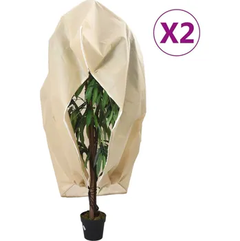 Zahradní stůl Ochranné návleky na rostliny na zip 2 ks 70 g/m² 3,93 x 3,5 m Béžová3203534