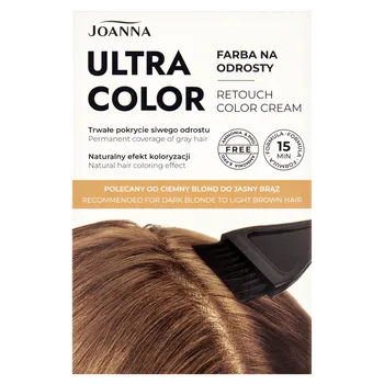 Barva na vlasy Joanna Ultra Color barva na odrosty pro vlasy od tmavého blonďatého po světle hnědou, 1 ks