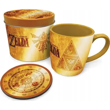 Dárkový set v plechové krabičce The Legend Of Zelda: Golden Triforce (objem hrnku 370 ml)