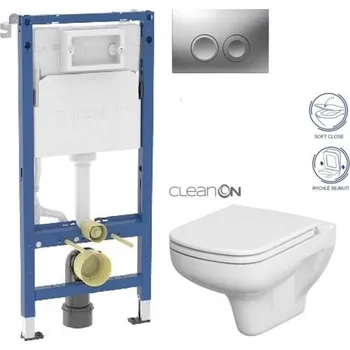 GEBERIT DuofixBasic s matným tlačítkem DELTA21 + WC CERSANIT CLEANON COLOUR + SEDÁTKO 458.103.00.2 21MA CN1