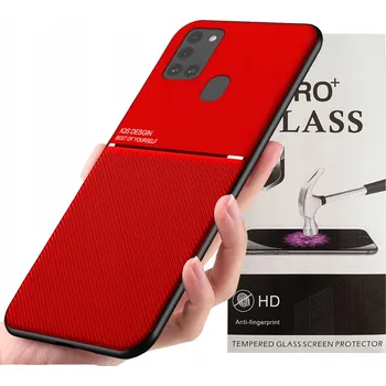 Pouzdro na mobilní telefon Pouzdro pro Samsung Galaxy A21s Kryt Zadní Kryt + Sklo 9H Barva Červená