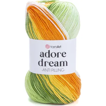 Příze Yarn Art Adore Dream 1058 bílá, zelená, oranžová