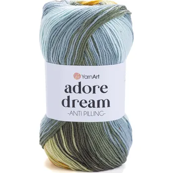 Příze Yarn Art Adore Dream 1074 khaki, oranžová, šedozelená
