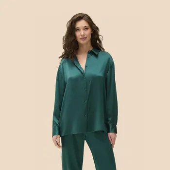 Dámské pyžamo Simone Pérèle hedvábný pyžamový kabátek Love me emerald XL