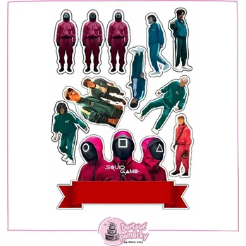 Jedlá dekorace na dort Squid game č.2 - jedlý papír - Bez úprav / Jedlý papír / Bez decor gelu