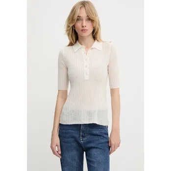 Pánské tričko Vlněné polo tričko BOSS Orange C_Fugano 50543977 béžová 01X, vel. XL