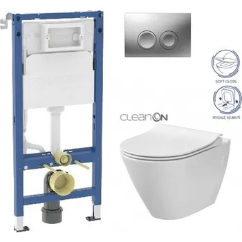 WC sada GEBERIT DuofixBasic s matným tlačítkem DELTA21 + WC CERSANIT CLEANON CITY 458.103.00.2 21MA CI1