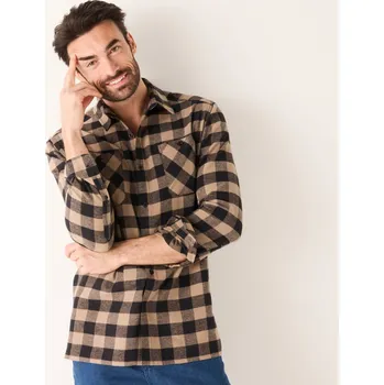 Pánská košile Blancheporte Flanelová kostkovaná košile kaštanová/černá 39/40