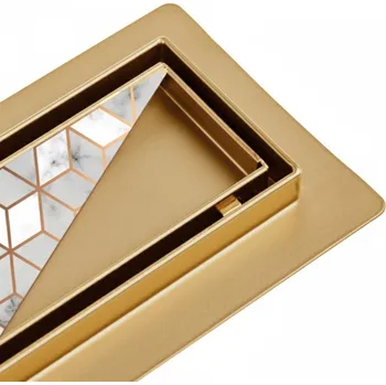 BPS-koupelny Lineární sprchový odtokový žlab 2v1 DL01 FIX 50 cm, zlatý