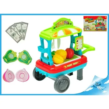 Dětská kuchyňka Mikro Trading Vozík ovoce/zelenina pojízdný 23x33x20cm s doplňky v krabičce