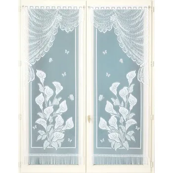 Záclona Blancheporte 1 pár rovných vitrážových záclon s krajkou bílá 44x120 cm