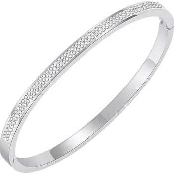 Náramek Kloubový náramek z oceli 316L - řada čirých zirkonů, stříbrná barva