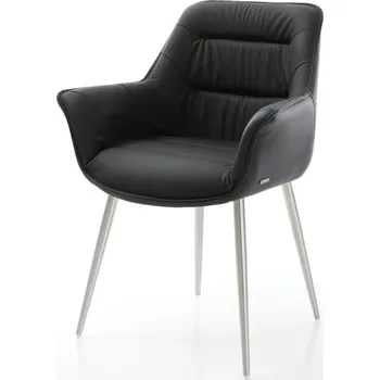 Jídelní židle Jídelní židle Kaira-Flex černá pravá kůže zúžená podnož