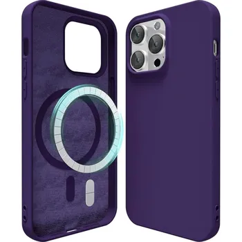 Pouzdro na mobilní telefon Prémiový barevný MagSafe silikonový obal pro iPhone 15 Pro Max Barva: Fialová