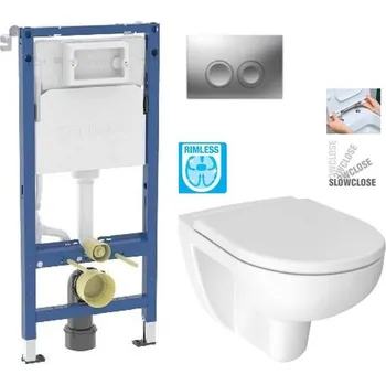 WC sada GEBERIT DuofixBasic s matným tlačítkem DELTA21 + WC JIKA LYRA PLUS RIMLESS + SEDÁTKO DURAPLAST SLOWCLOSE 458.103.00.2 21MA LY2