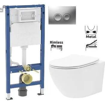 WC sada GEBERIT DuofixBasic s matným tlačítkem DELTA21 + WC REA Carlo Flat Mini Rimless + SEDÁTKO 458.103.00.2 21MA CF1