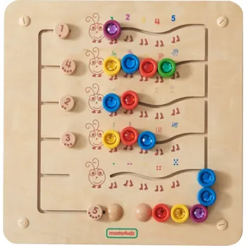 Dřevěná hračka Masterkidz barevné housenky – nástěnná montessori tabule pro učení čísel a množství