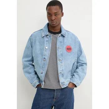 Pánská casual bunda Džínová bunda HUGO pánská, modrá barva, přechodná, oversize, 50539200 50J, vel. S