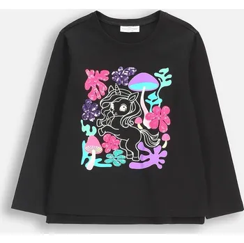 Chlapecké tričko Dětské tričko s dlouhým rukávem s bavlnou Coccodrillo černá barva, RAVE GIRL KIDS ZC5143103RGK 99X, vel. 104