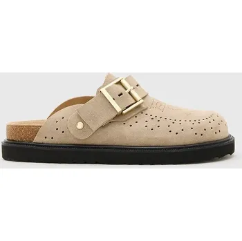 Dámské pantofle Semišové pantofle AllSaints Skye Mule dámské, béžová barva, W046FC W046FC.SAN 08X, EUR 36