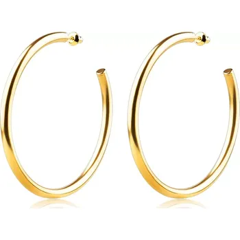 Náušnice Náušnice z oceli 316L - jednoduché velké kruhy zlaté barvy, 63 mm