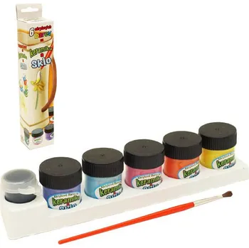 Speciální výtvarná barva Barvy akrylové na keramiku a sklo set 5 odstínů 12ml s konturou a štětcem | 890021