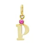 Přívěsek zlatý písmeno P s červeným zirkonem