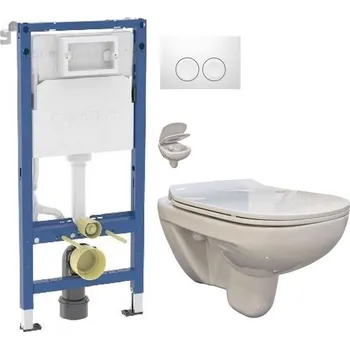 WC sada GEBERIT DuofixBasic s bílým tlačítkem DELTA21 + WC bez oplachového kruhu Edge + SEDÁTKO 458.103.00.2 21BI EG1