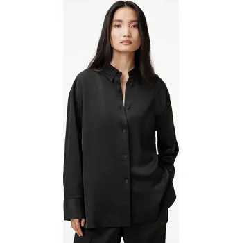 Košile AllSaints MYRTLE dámská, černá barva, relaxed, s klasickým límcem, W087PB 99X, vel. 36