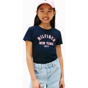 Chlapecké tričko Dětské bavlněné tričko Tommy Hilfiger tmavomodrá barva, KG0KG08813 KG0KG08813.9BYA 59X, vel. 176