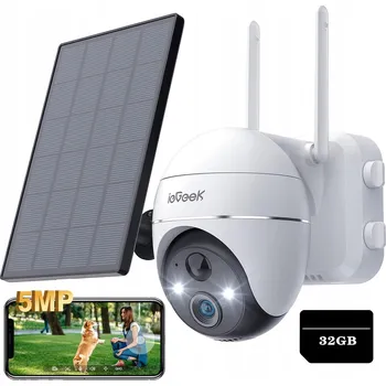 IP kamera Venkovní otočná IP WiFi kamera 5MP ZOOM Solární NAPÁJENÍ DETEKCE POHYBU 32GB SD karta