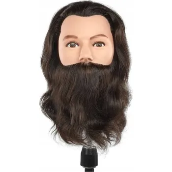 Sibel Eric Kadeřnická Hlava Pánská s Bradou, Přírodní Lidské Vlasy 25 cm