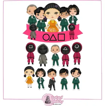 Jedlá dekorace na dort Squid game č.4 - jedlý papír - Bez úprav / Jedlý papír / Bez decor gelu