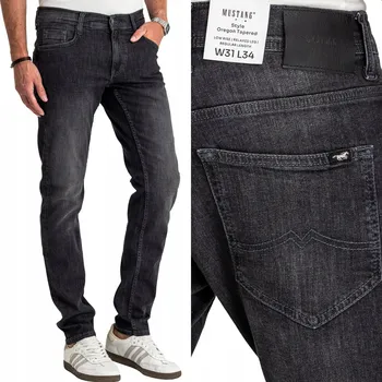 Pánské kalhoty MUSTANG Oregon Tapered Pánské Jeansy Střihu Slim Fit Černé W36 L30