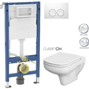 GEBERIT DuofixBasic s bílým tlačítkem DELTA21 + WC CERSANIT CLEANON COLOUR + SEDÁTKO 458.103.00.2 21BI CN1