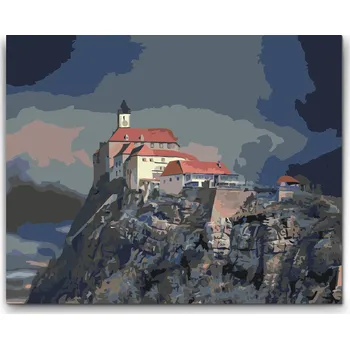 Malování podle čísel - Hrad Riegensburg - Rakousko Velikost: 30x40cm, Rámování: Pouze srolované plátno