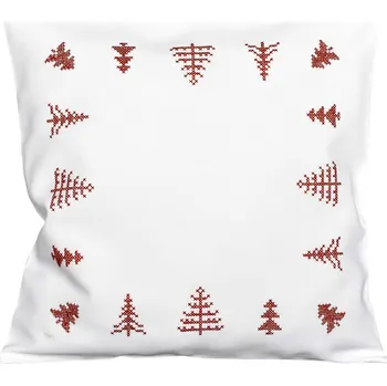 Polštář Návlek na polštář, Vyšívané stromečky, bílý, 40 x 40 cm