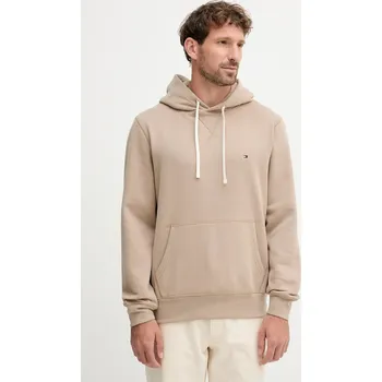 Pánská mikina Mikina Tommy Hilfiger pánská, béžová barva, s kapucí, hladká, MW0MW39997 80X, vel. S