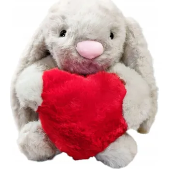 plyšák PLYŠÁK KRÁLÍČEK S VELKÝM ČERVENÝM SRDCEM 23 cm E2740 EMAJ